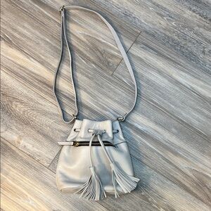 Fossil Jules Mini Light Gray Crossbody Bag with Tassels
